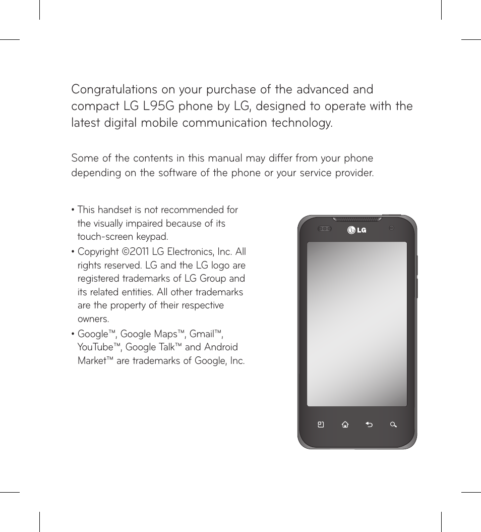 LG LGL95G User Manual | Page 3 / 202