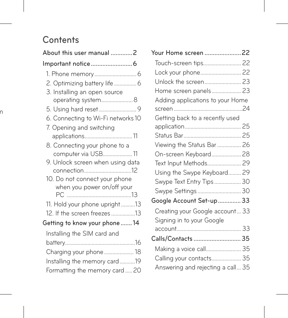 LG LGL95G User Manual | Page 5 / 202