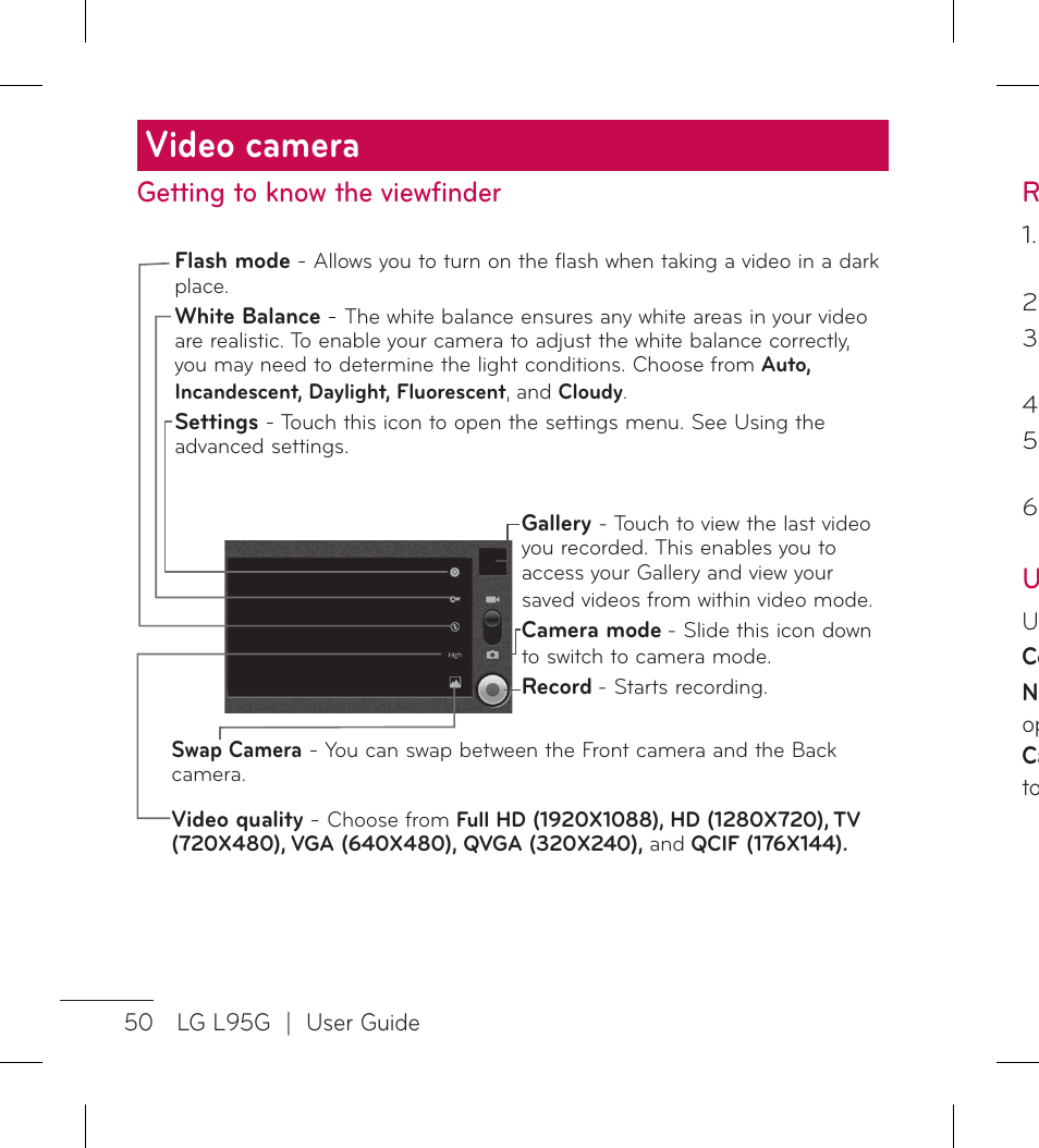 Video camera, Getting to know the viewfinder | LG LGL95G User Manual | Page 52 / 202