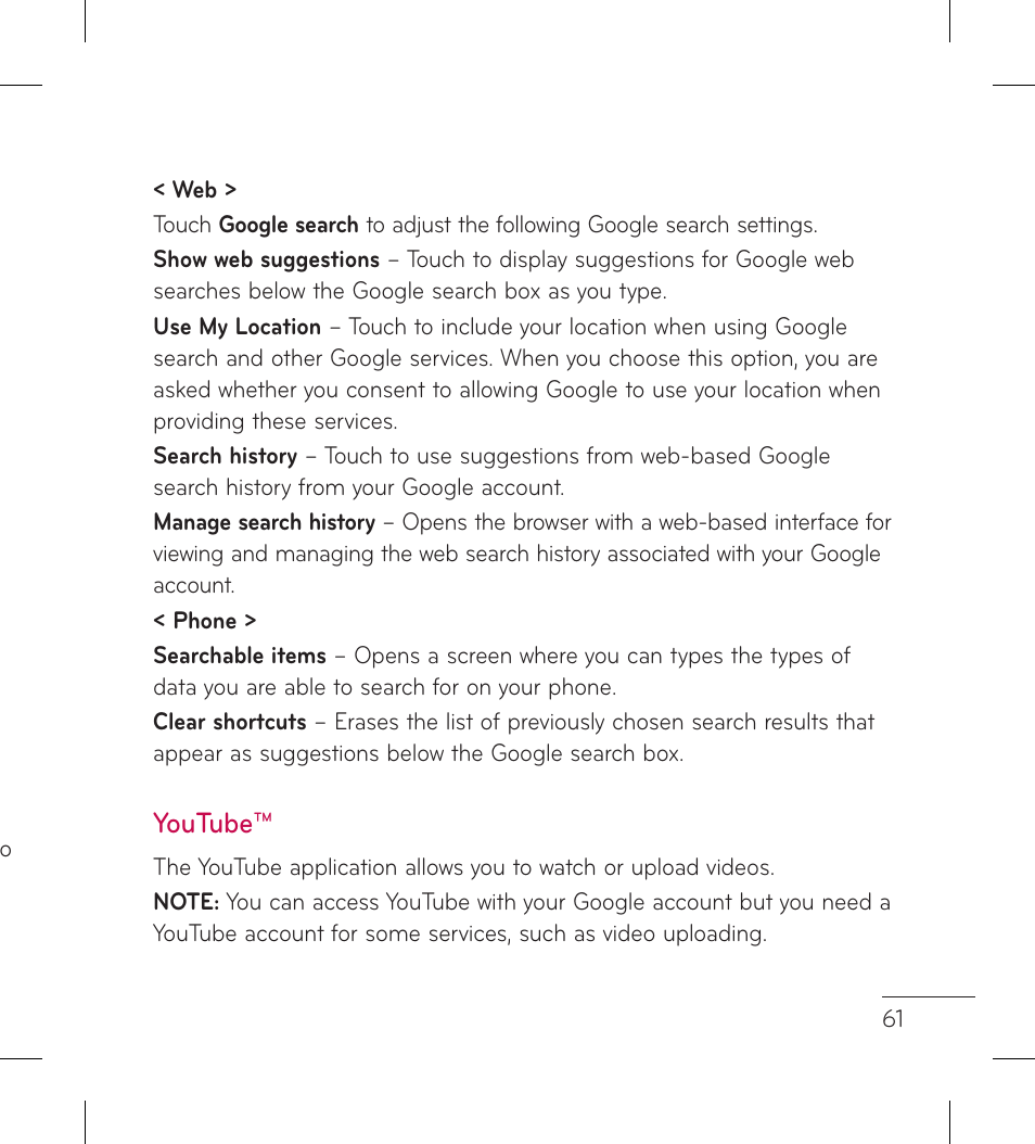 Youtube | LG LGL95G User Manual | Page 63 / 202
