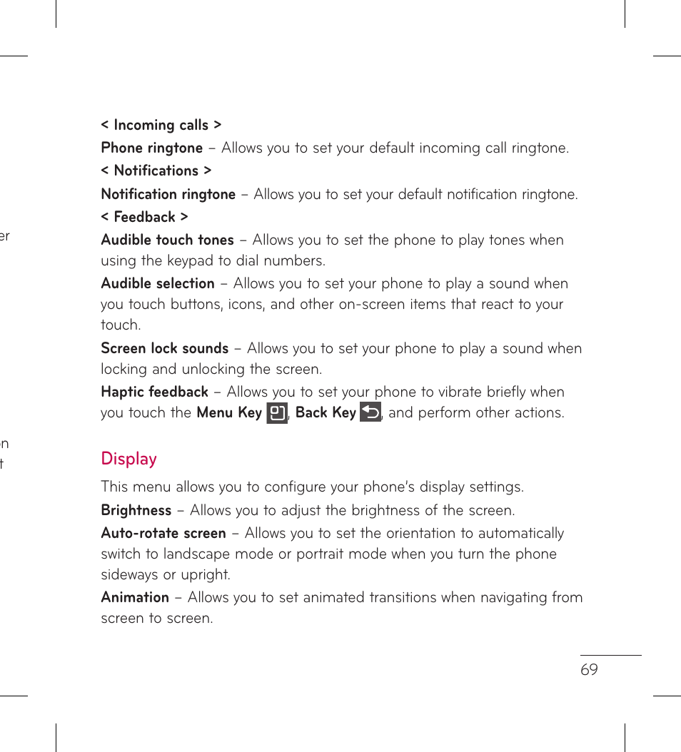 Display | LG LGL95G User Manual | Page 71 / 202