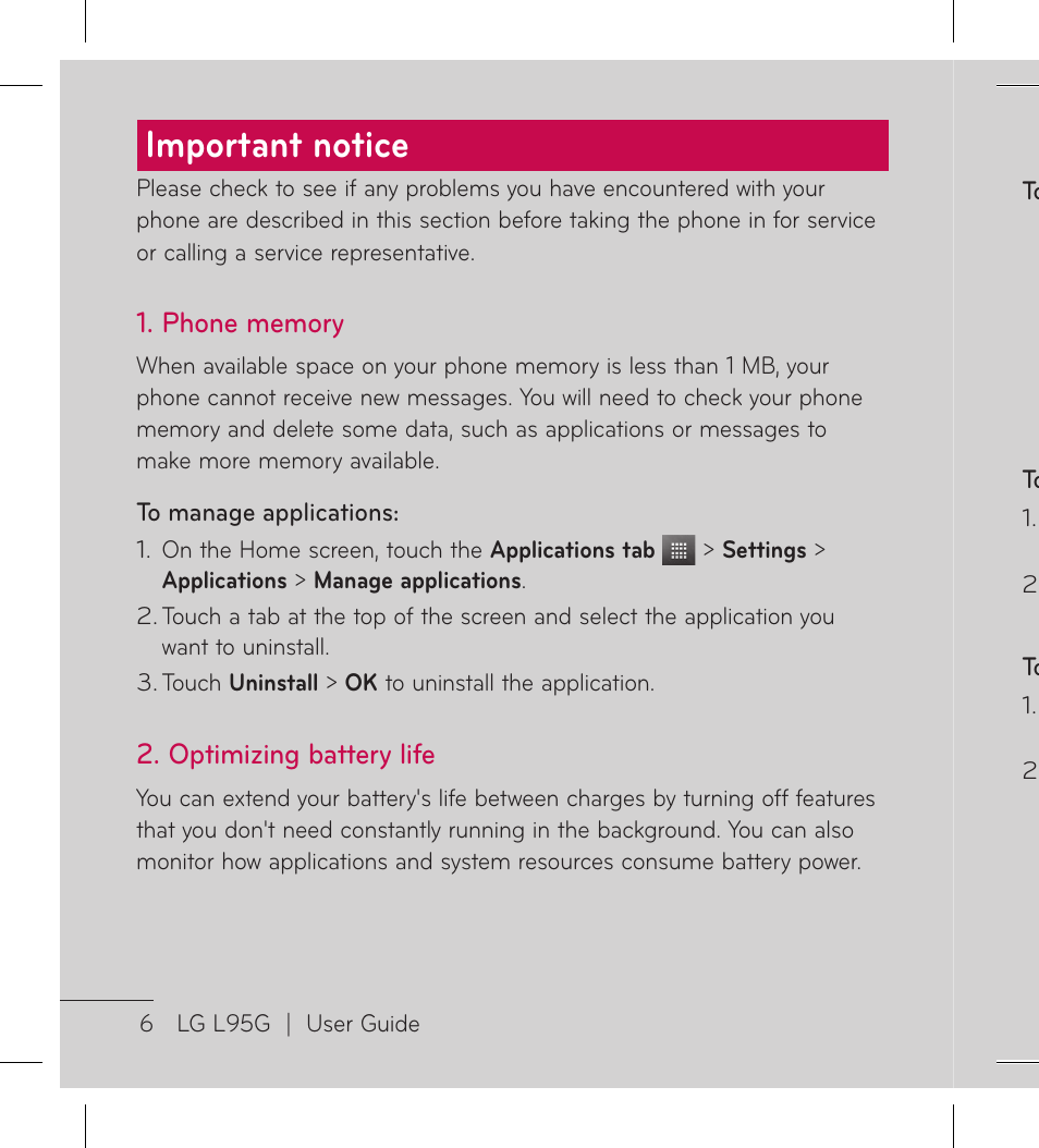 Important notice | LG LGL95G User Manual | Page 8 / 202