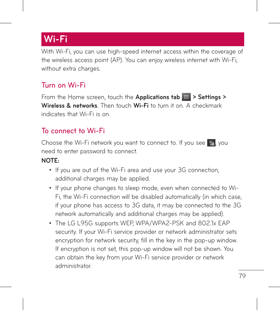 Wi-fi | LG LGL95G User Manual | Page 81 / 202