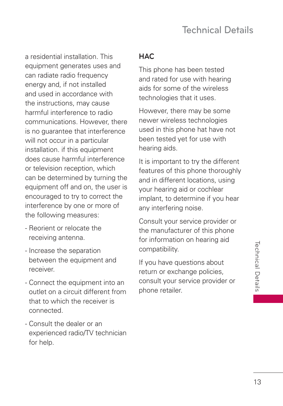 Technical details | LG AN160 User Manual | Page 15 / 98