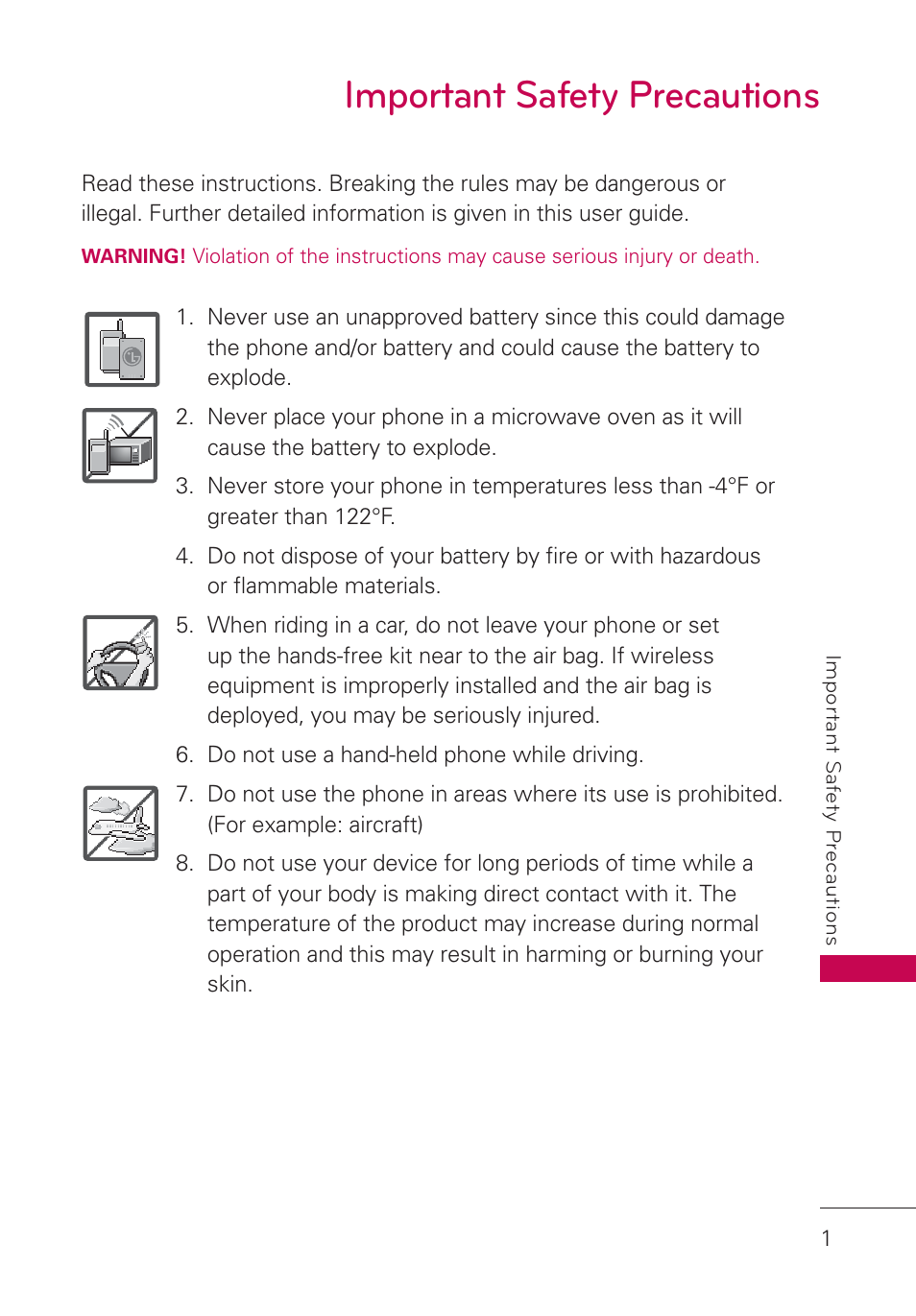 Important safety precautions | LG AN160 User Manual | Page 3 / 98