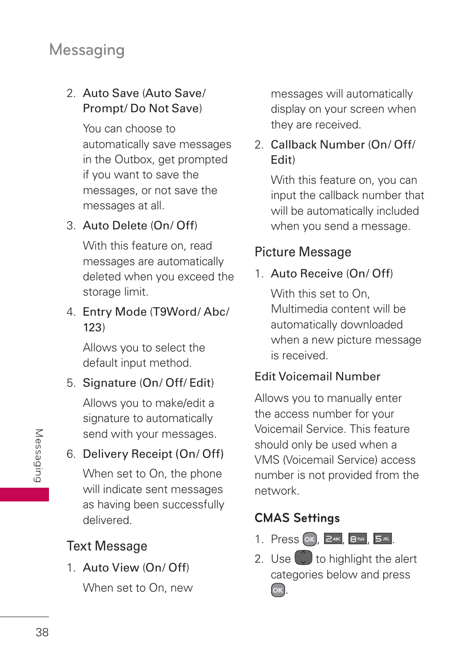 Messaging | LG AN160 User Manual | Page 40 / 98