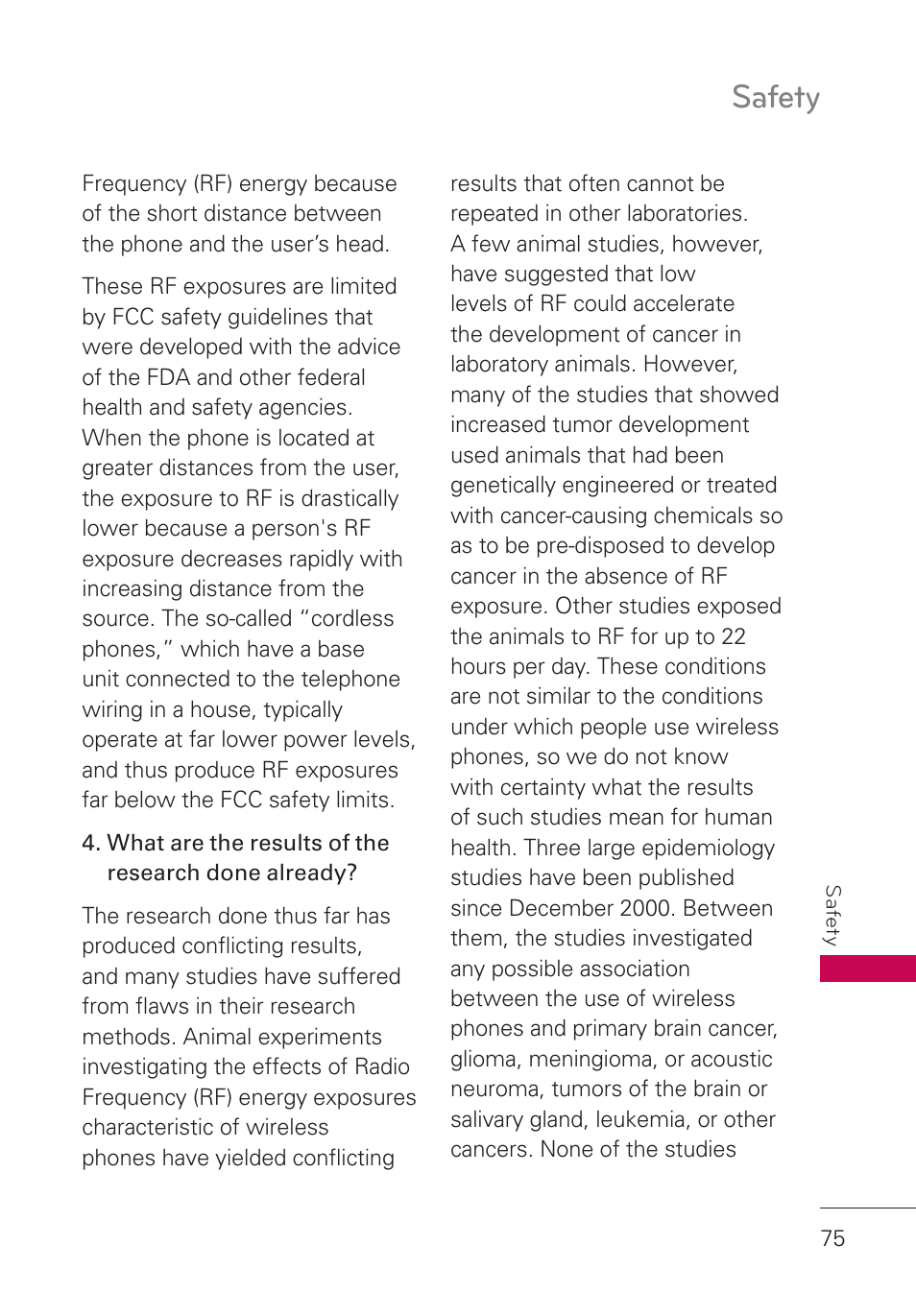 Safety | LG AN160 User Manual | Page 77 / 98