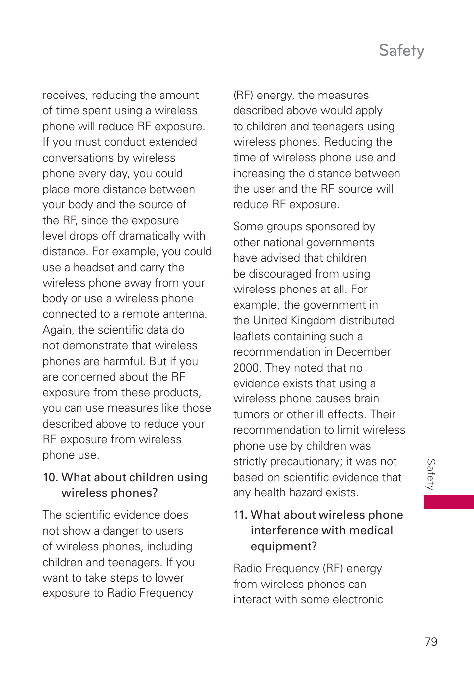 Safety | LG AN160 User Manual | Page 81 / 98