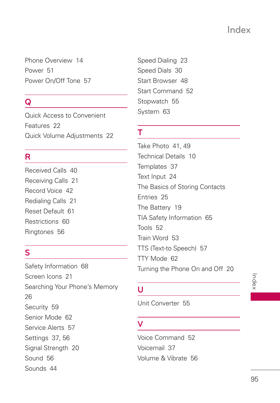 Index | LG AN160 User Manual | Page 97 / 98