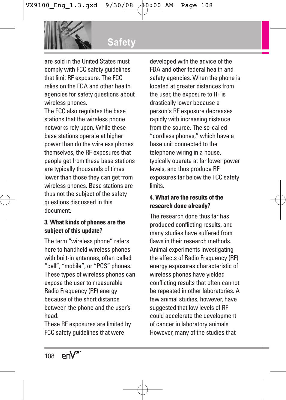 Safety | LG LGVX9100LK User Manual | Page 108 / 130