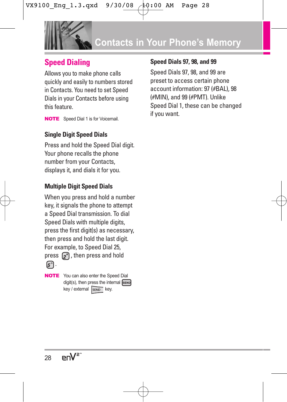 Speed dialing | LG LGVX9100LK User Manual | Page 28 / 130