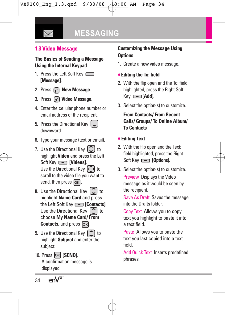 Messaging | LG LGVX9100LK User Manual | Page 34 / 130