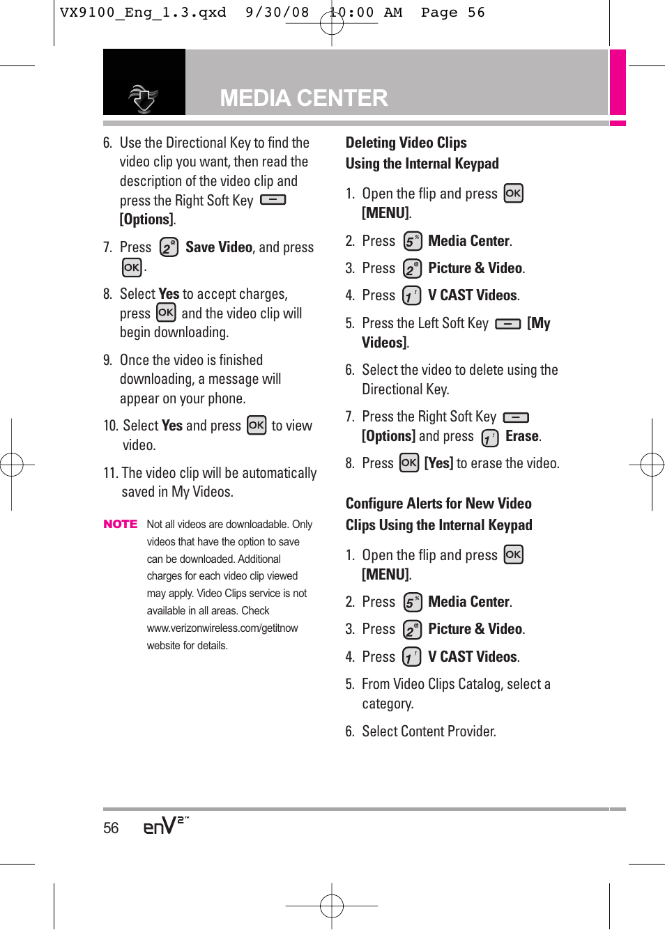 Media center | LG LGVX9100LK User Manual | Page 56 / 130