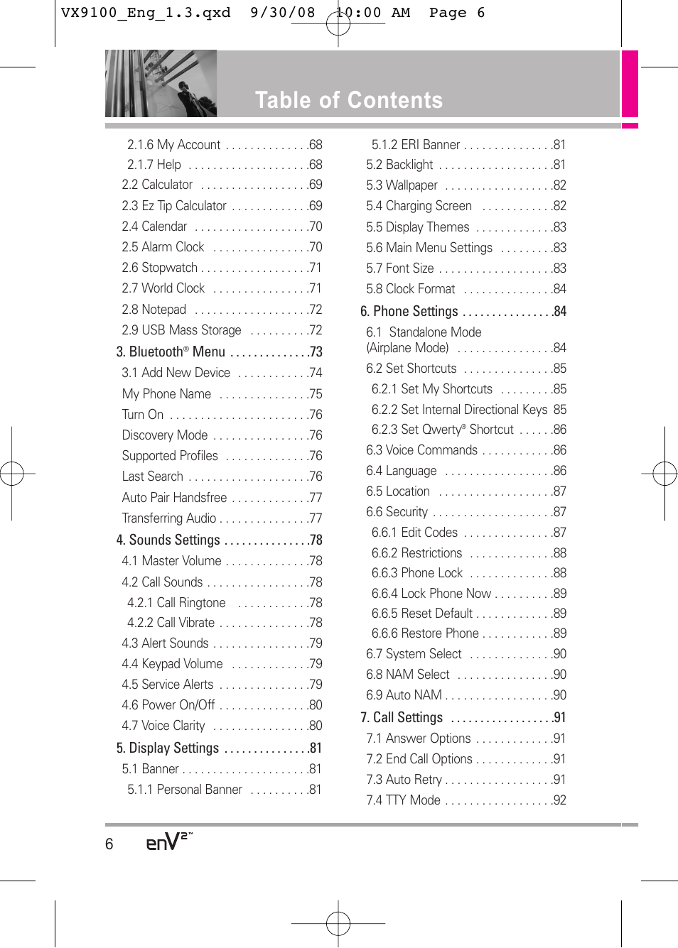 LG LGVX9100LK User Manual | Page 6 / 130