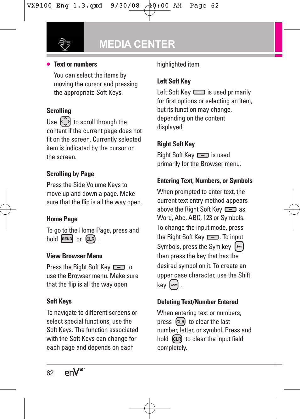 Media center | LG LGVX9100LK User Manual | Page 62 / 130