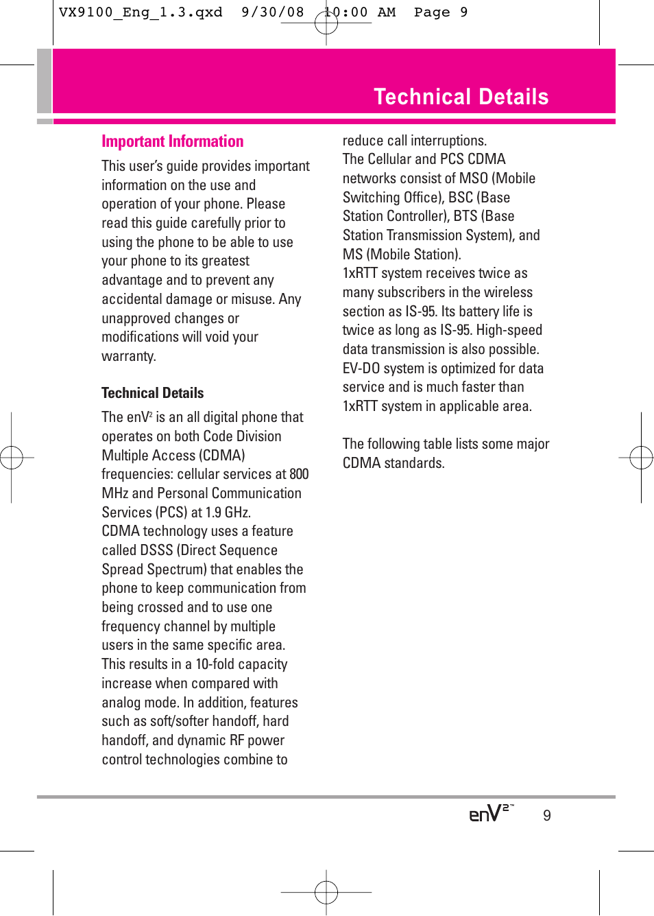 Technical details | LG LGVX9100LK User Manual | Page 9 / 130