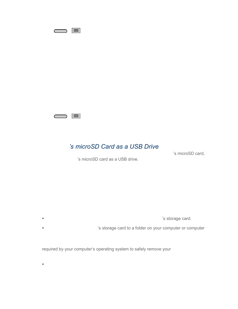 Unmount the microsd card, Use the phone’s microsd card as a usb drive, Use the phone‟s microsd card as a usb drive | Use the phone ’s microsd card as a usb drive | LG LGLS740 User Manual | Page 132 / 174