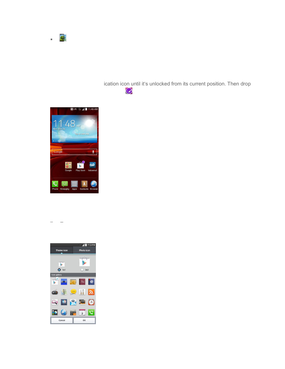 Customize applications icons on the home screen | LG LGLS740 User Manual | Page 29 / 174