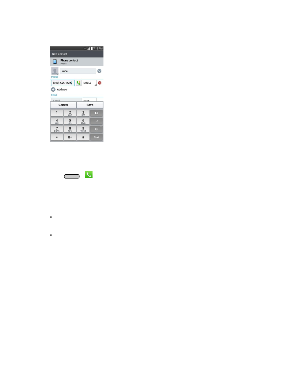 Save a phone number, Edit a contact entry | LG LGLS740 User Manual | Page 56 / 174