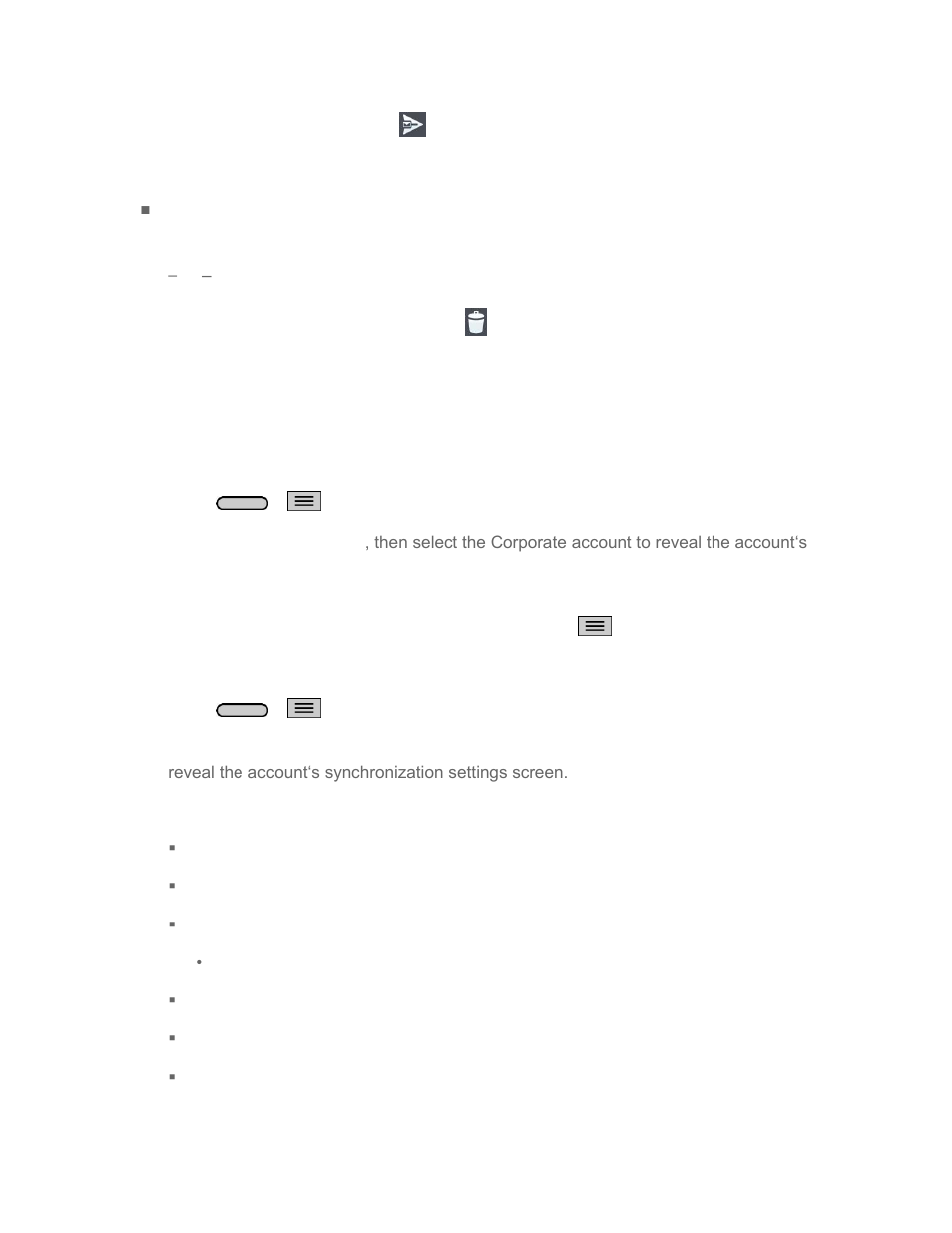 Configure and sync corporate email settings | LG LGLS740 User Manual | Page 70 / 174