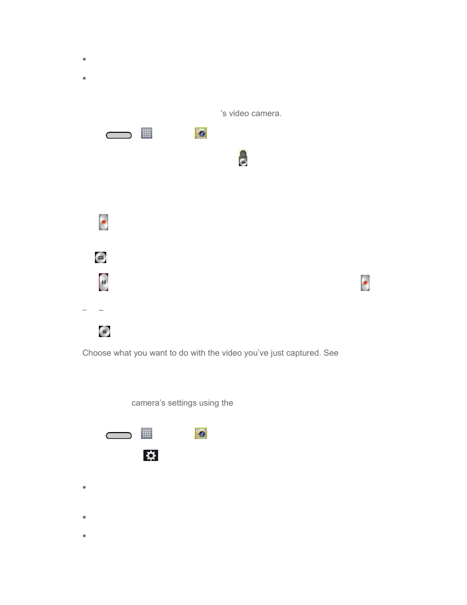 Record videos, Camera settings | LG LGLS740 User Manual | Page 99 / 174