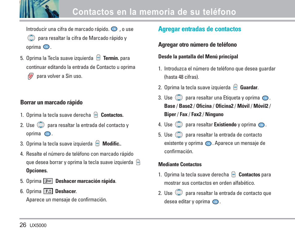 Agregar entradas de contactos | LG LGUX5000 User Manual | Page 119 / 187