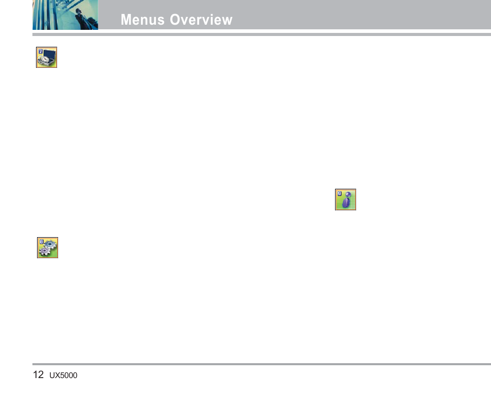 Menus overview, Tools, Settings | Phone info | LG LGUX5000 User Manual | Page 13 / 187
