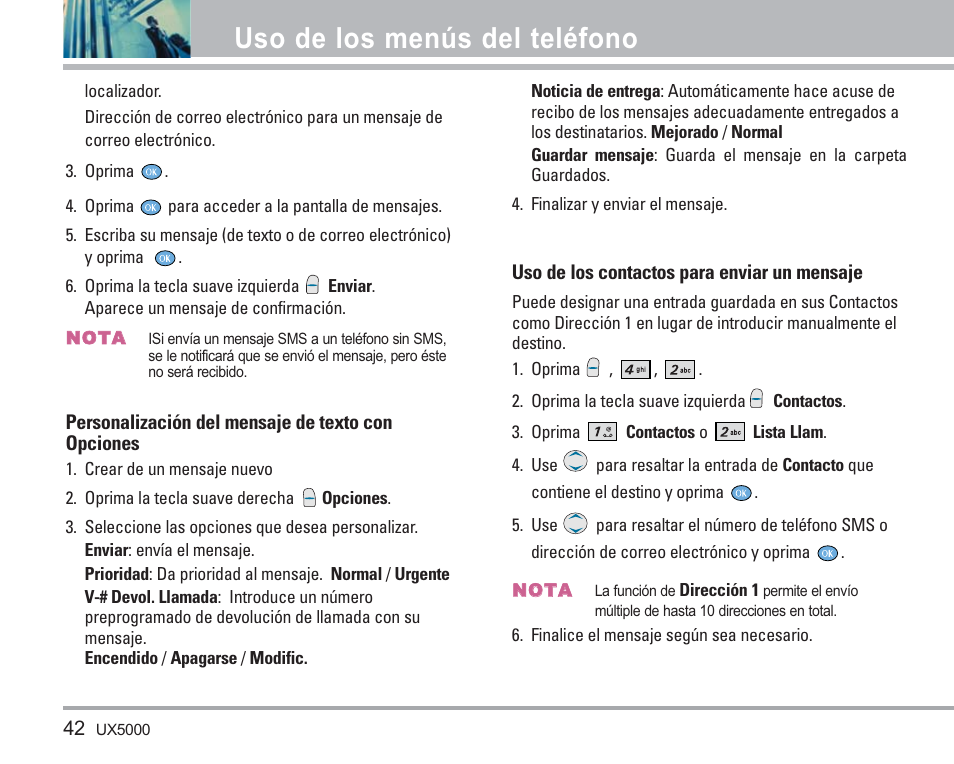 Uso de los menús del teléfono | LG LGUX5000 User Manual | Page 135 / 187