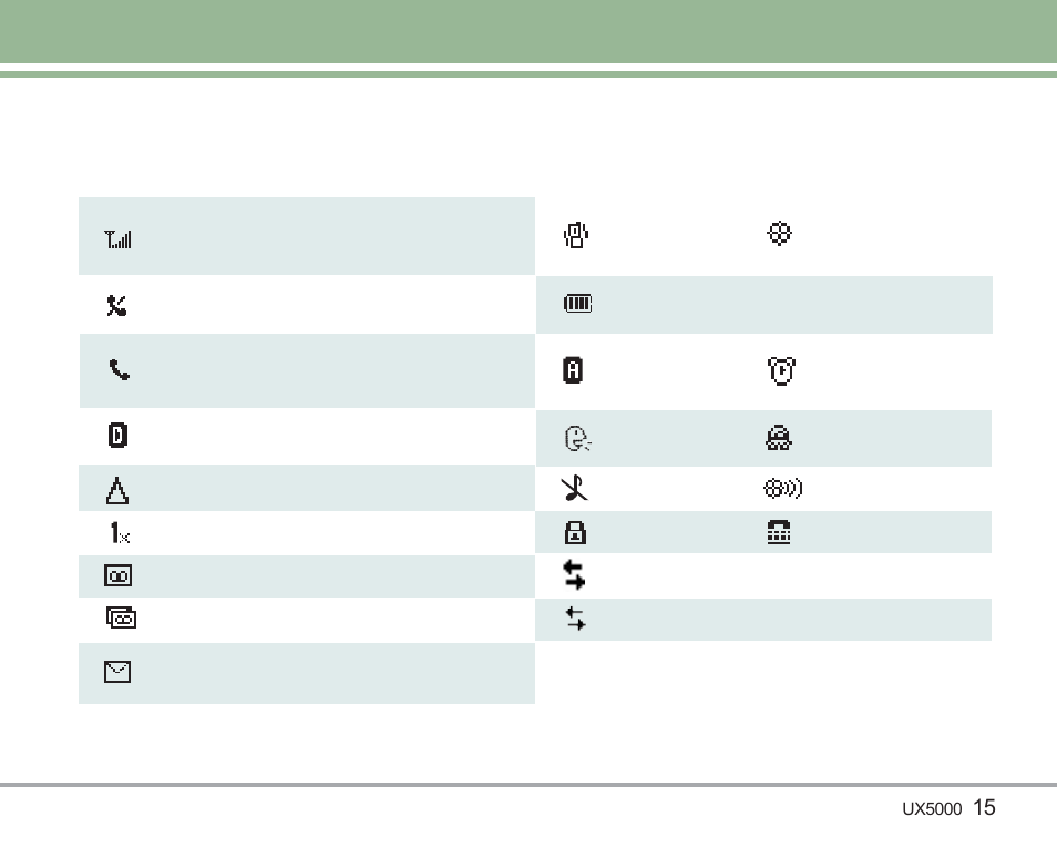 Screen icons | LG LGUX5000 User Manual | Page 16 / 187