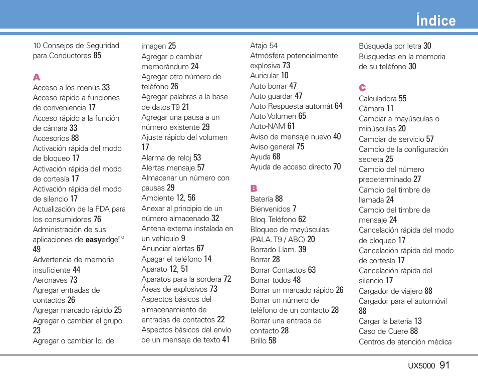 Índice | LG LGUX5000 User Manual | Page 184 / 187