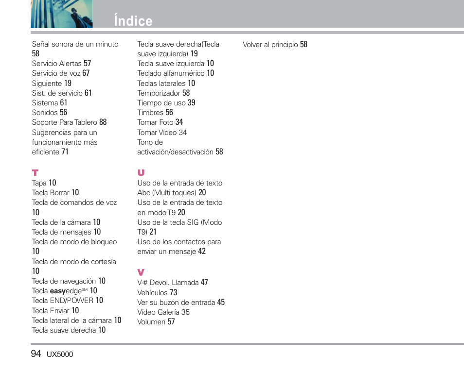 Índice | LG LGUX5000 User Manual | Page 187 / 187