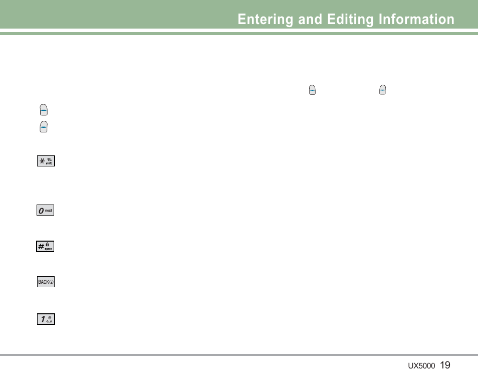 Entering and editing information, Text input | LG LGUX5000 User Manual | Page 20 / 187