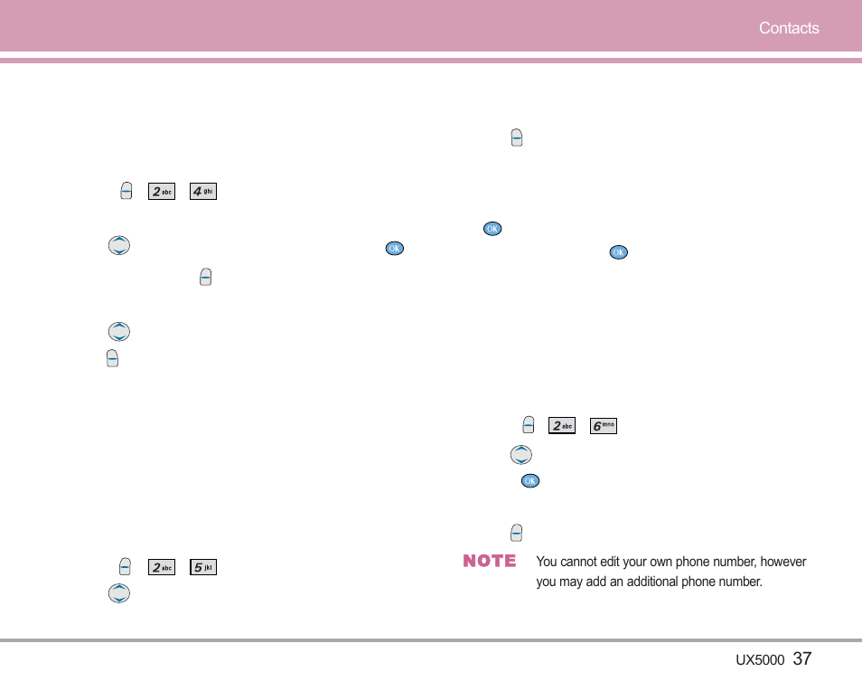 Groups, Speed dials, My contact info | LG LGUX5000 User Manual | Page 38 / 187