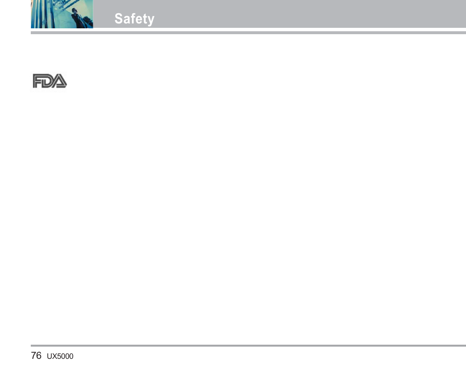 Fda consumer update, Safety | LG LGUX5000 User Manual | Page 77 / 187