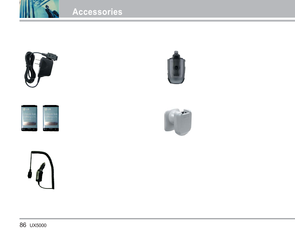 Accessories | LG LGUX5000 User Manual | Page 87 / 187