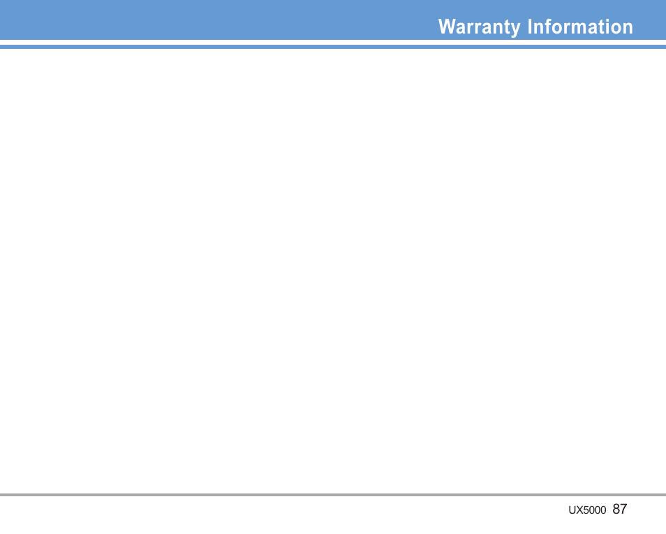 Warranty information | LG LGUX5000 User Manual | Page 88 / 187