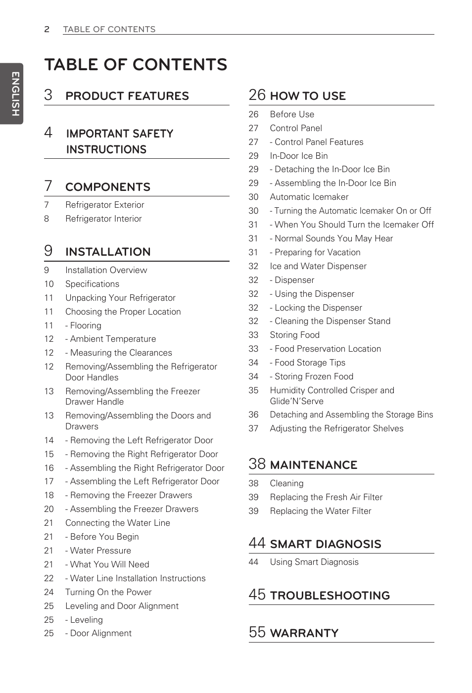 LG LFX33975ST User Manual | Page 2 / 61