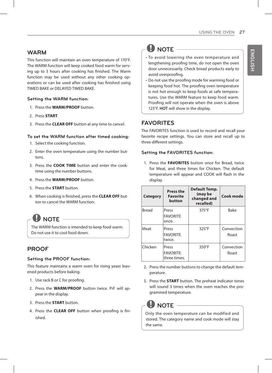 Warm | LG LRE3027ST User Manual | Page 27 / 88