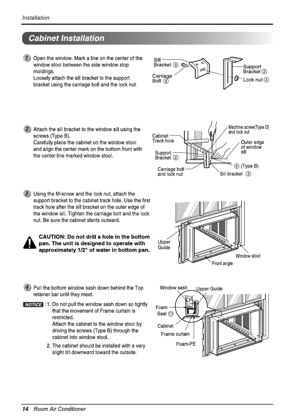 Cabinet installation | LG L1810ER User Manual | Page 14 / 52