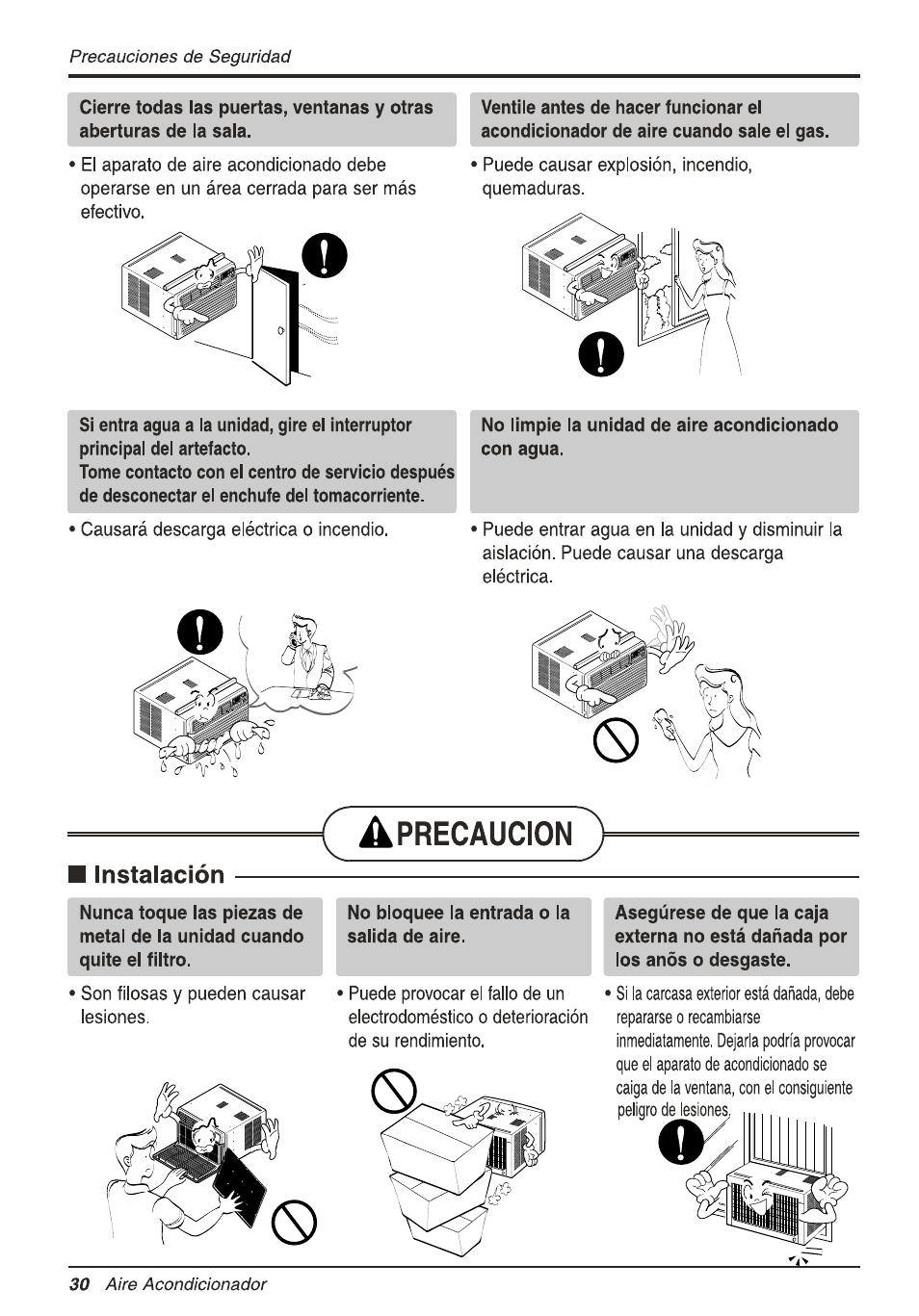 A precaucion, Instalación | LG L1810ER User Manual | Page 30 / 52