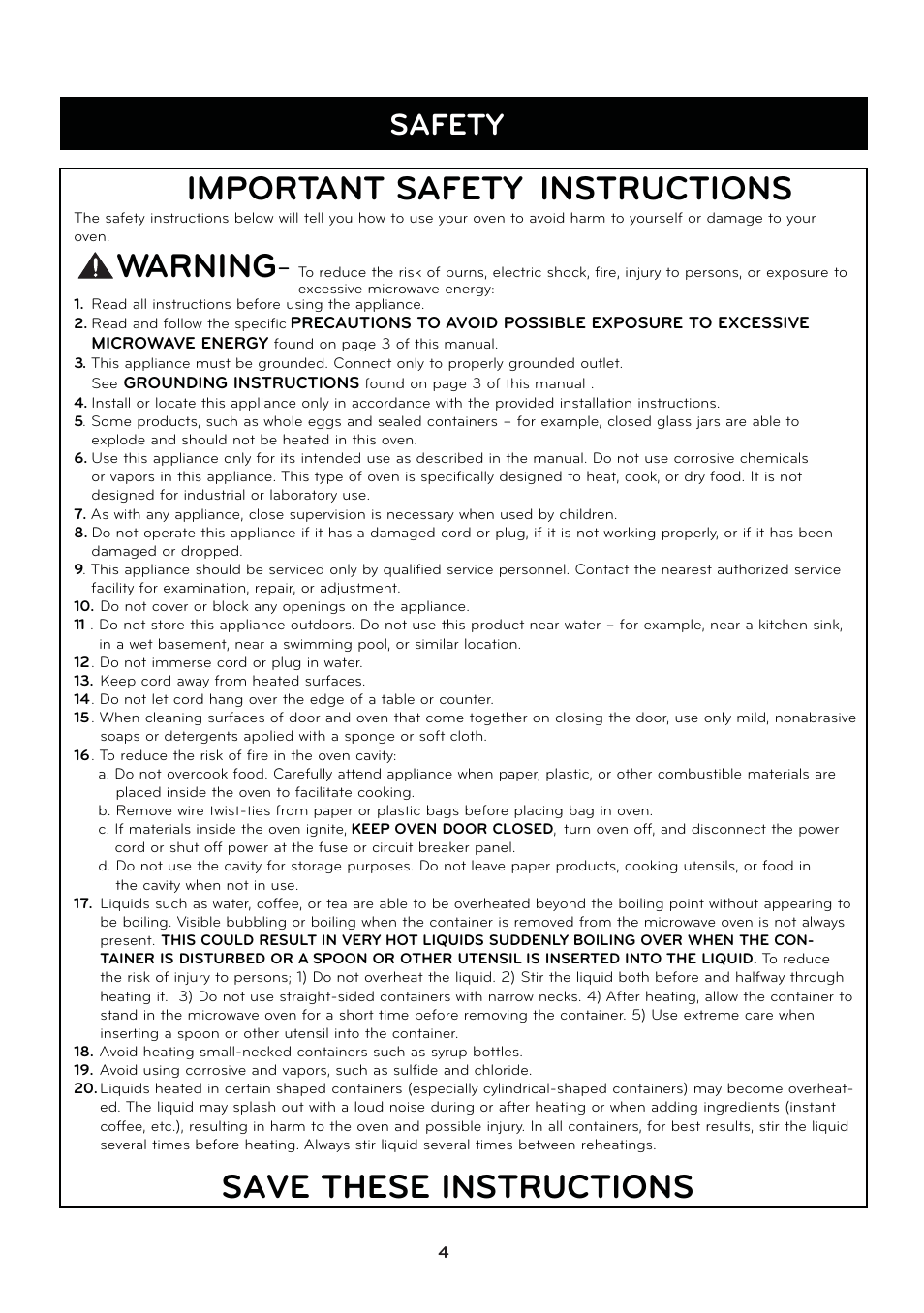 LG LSRM2010ST User Manual | Page 4 / 27