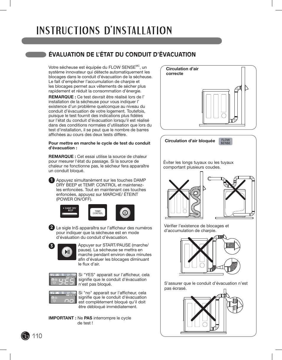 Évaluation de l’état du conduit d’évacuation | LG DLEX2801R User Manual | Page 110 / 132