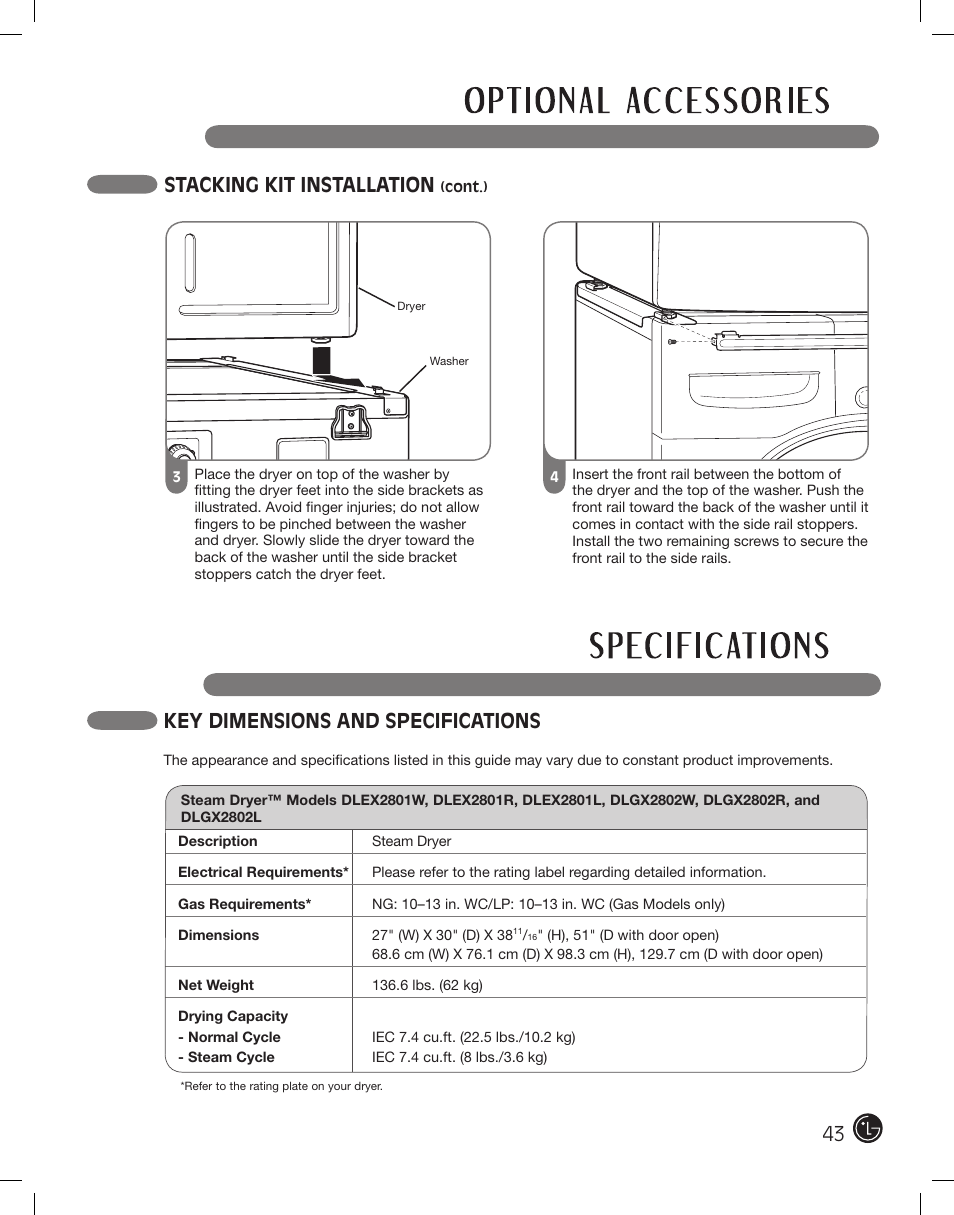 LG DLEX2801R User Manual | Page 43 / 132