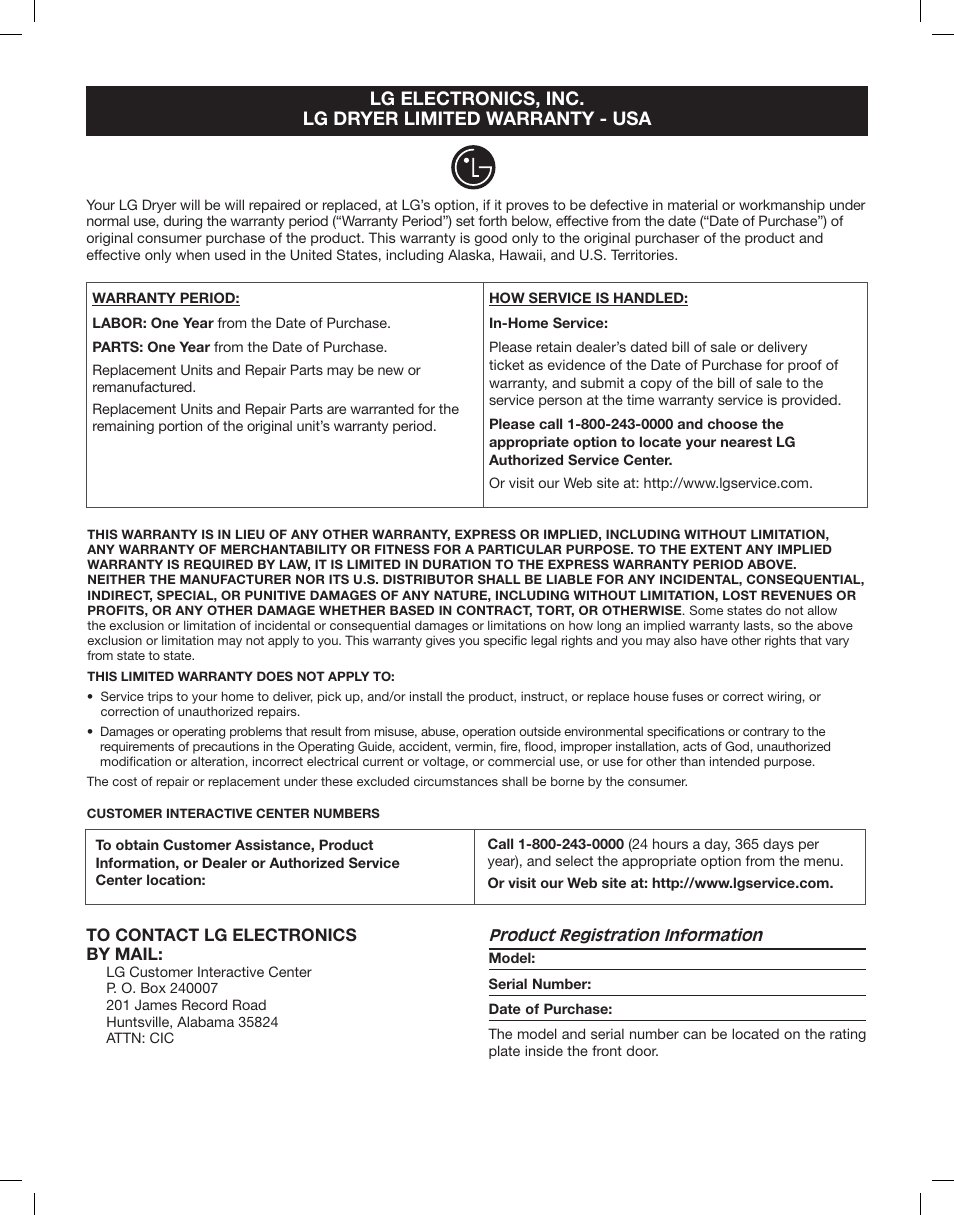 LG DLEX2801R User Manual | Page 44 / 132
