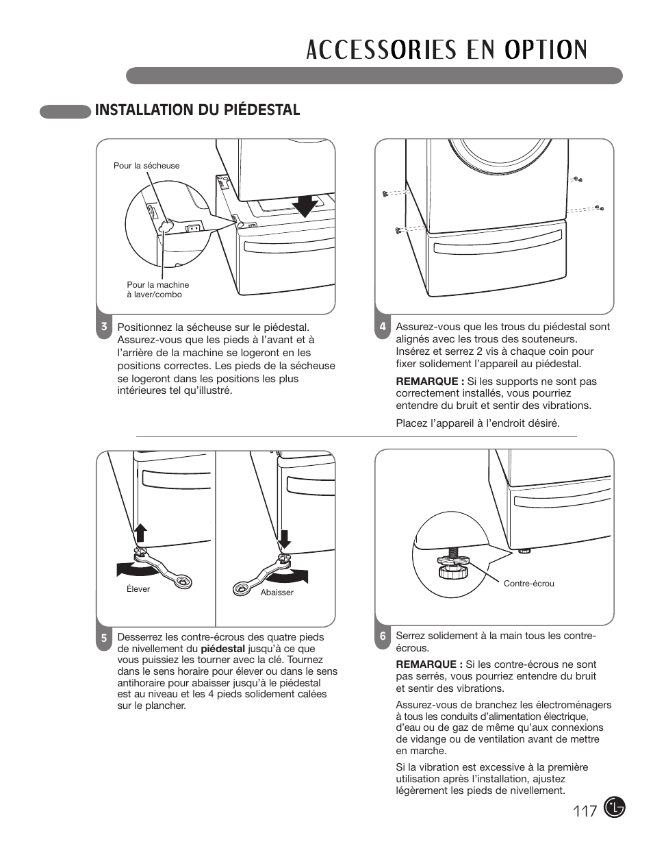 Installation du piédestal 117 | LG DLG2302W User Manual | Page 117 / 124