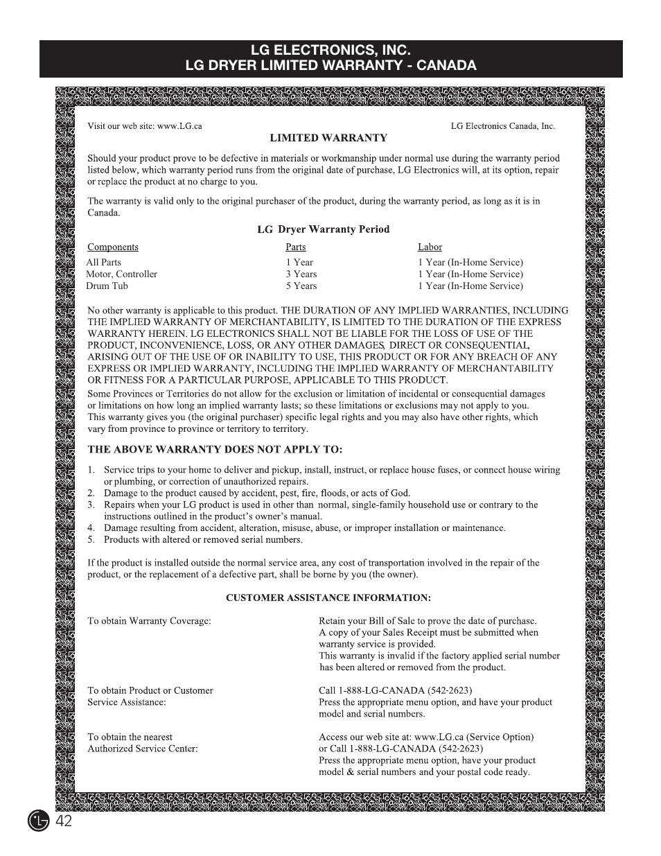 LG DLG2302W User Manual | Page 42 / 124