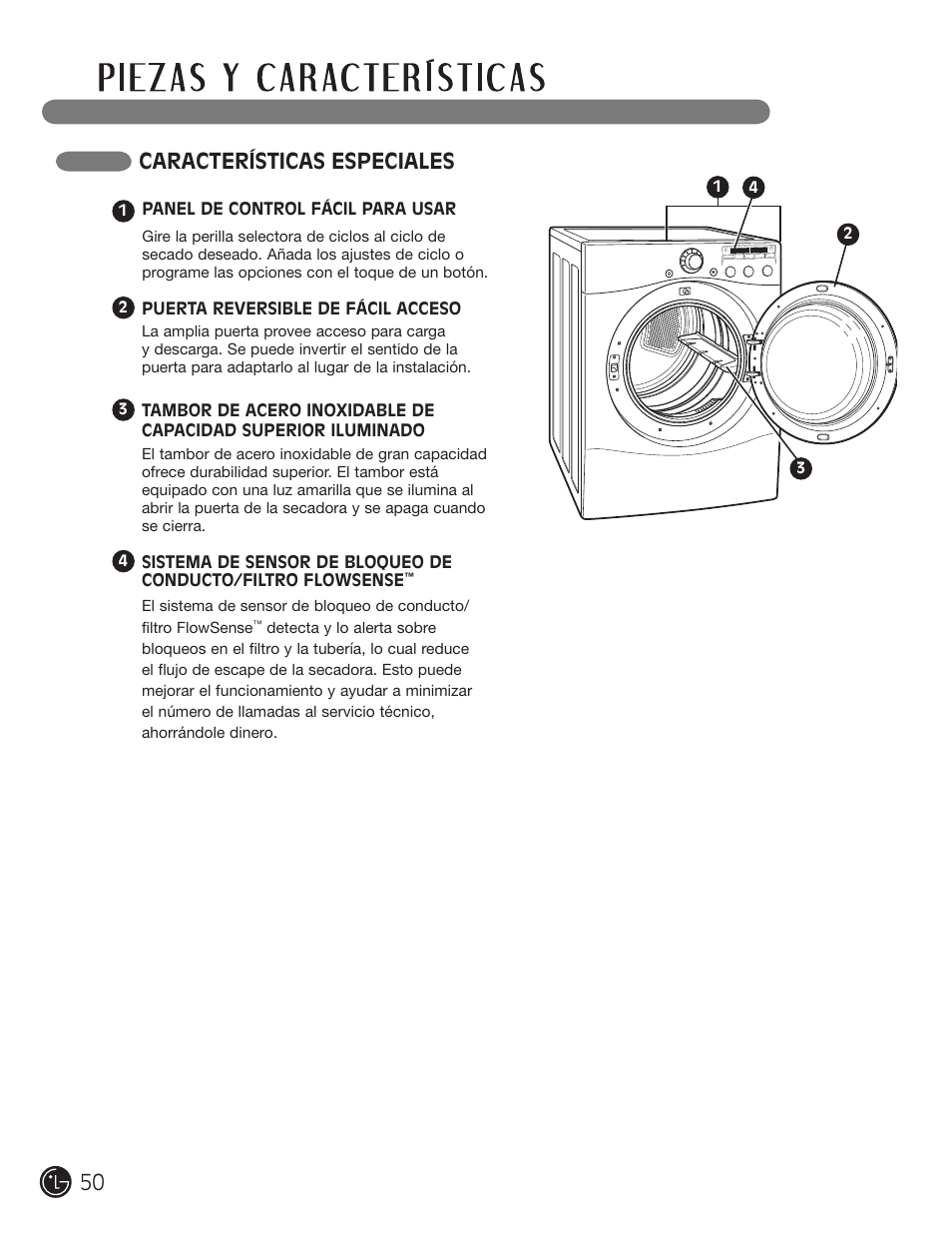 Características especiales | LG DLG2302W User Manual | Page 50 / 124