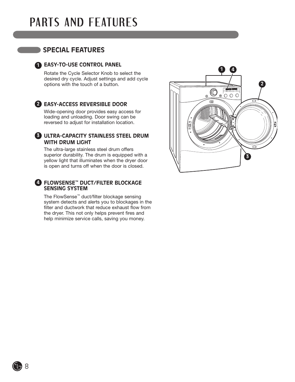 Special features | LG DLG2302W User Manual | Page 8 / 124