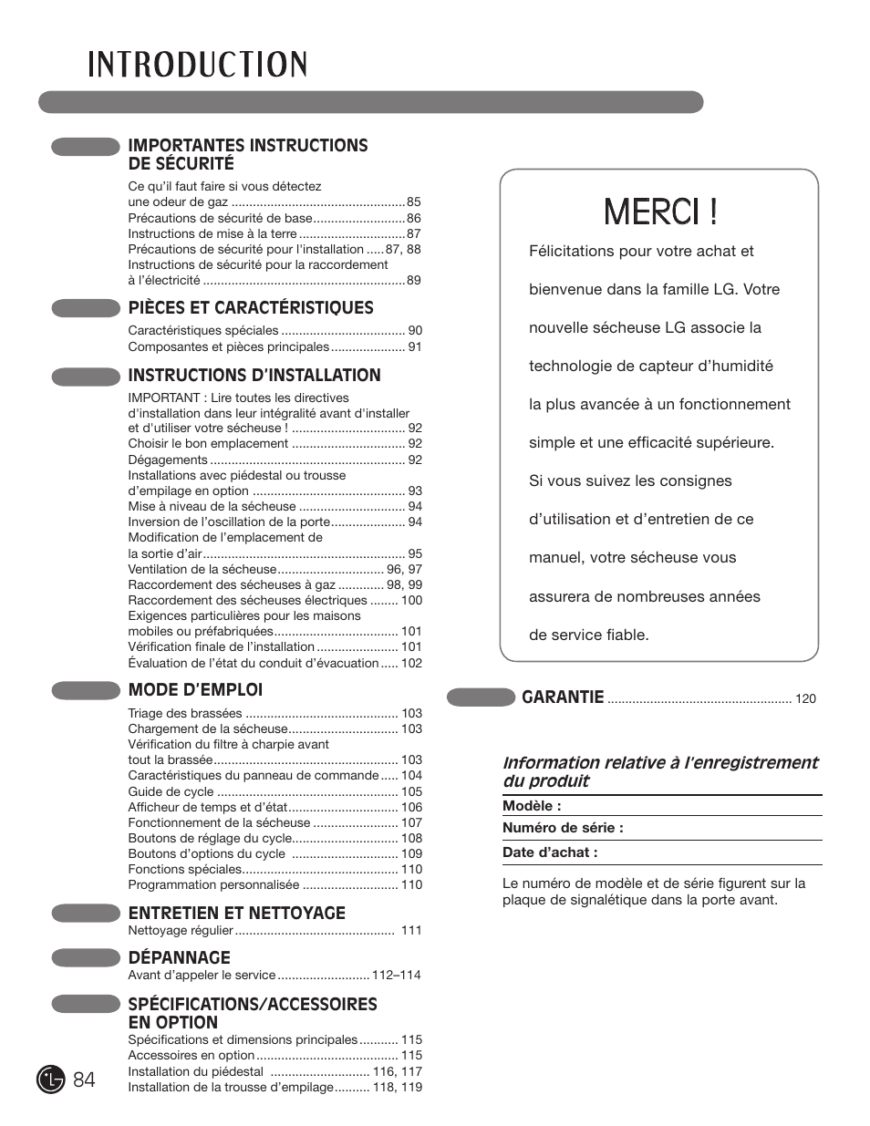 Merci | LG DLG2302W User Manual | Page 84 / 124