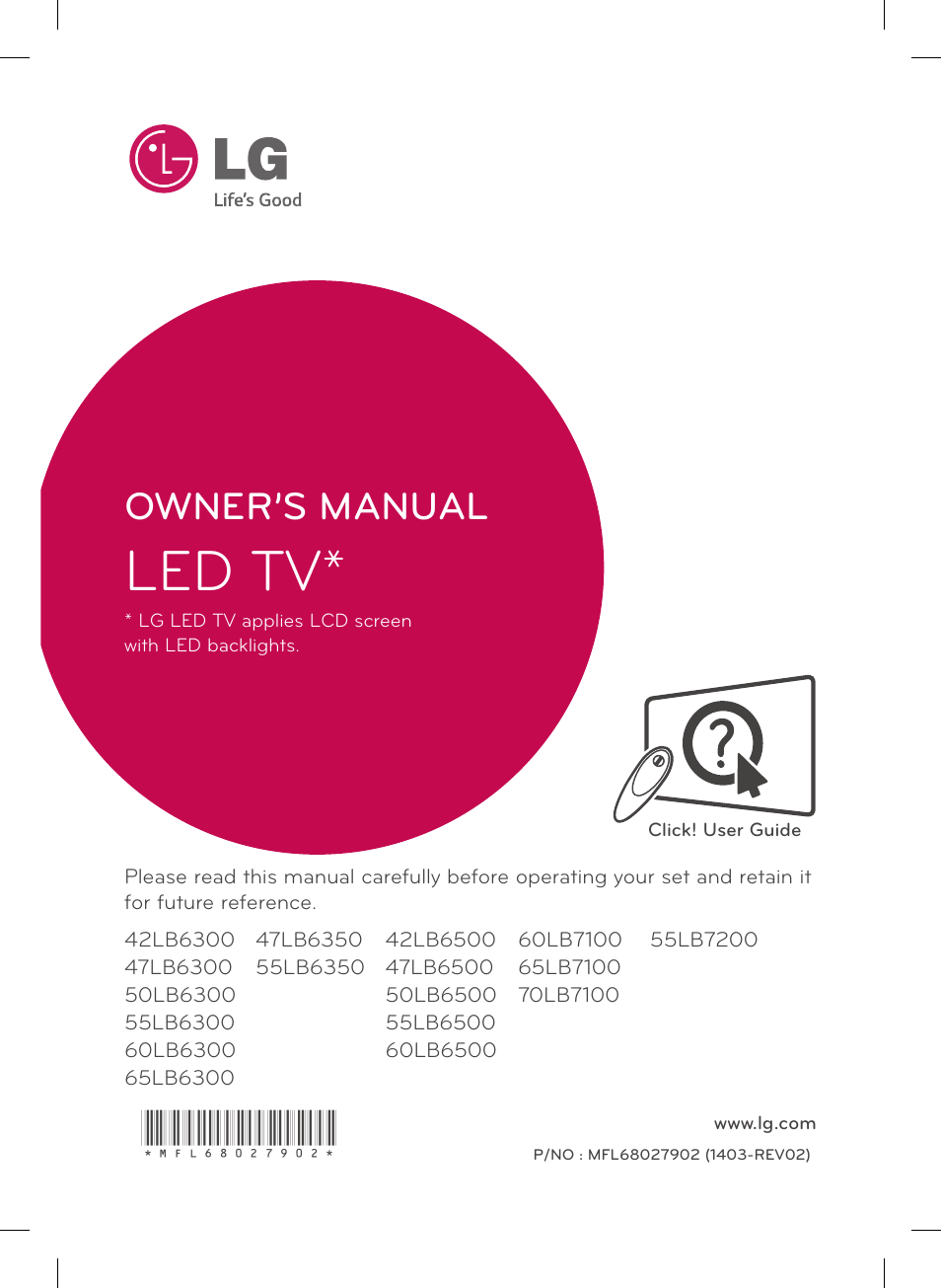 LG 55LB6500 User Manual | 40 pages